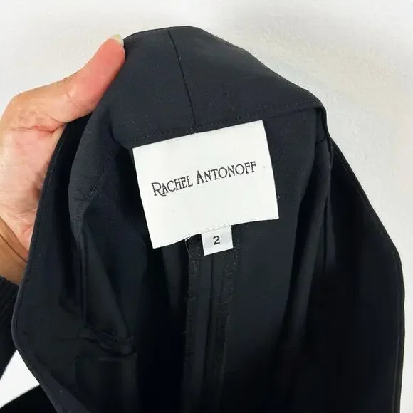 Rachel Antonoff Black High Rise Staight Leg Trousers Size 2 - Picture 4 of 5